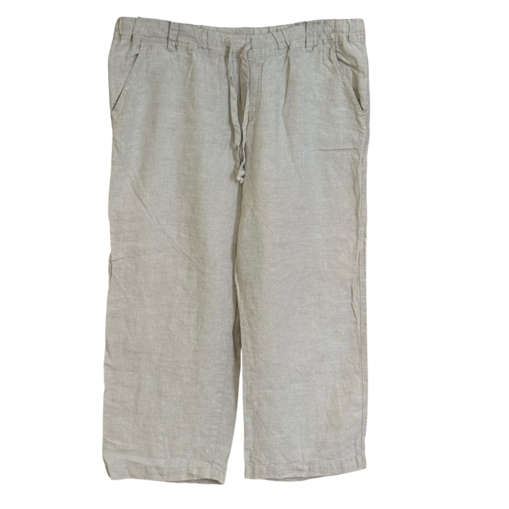 Women’s 100% Linen Tan Pants. Size Lg. Excellent Condition. Has pockets.